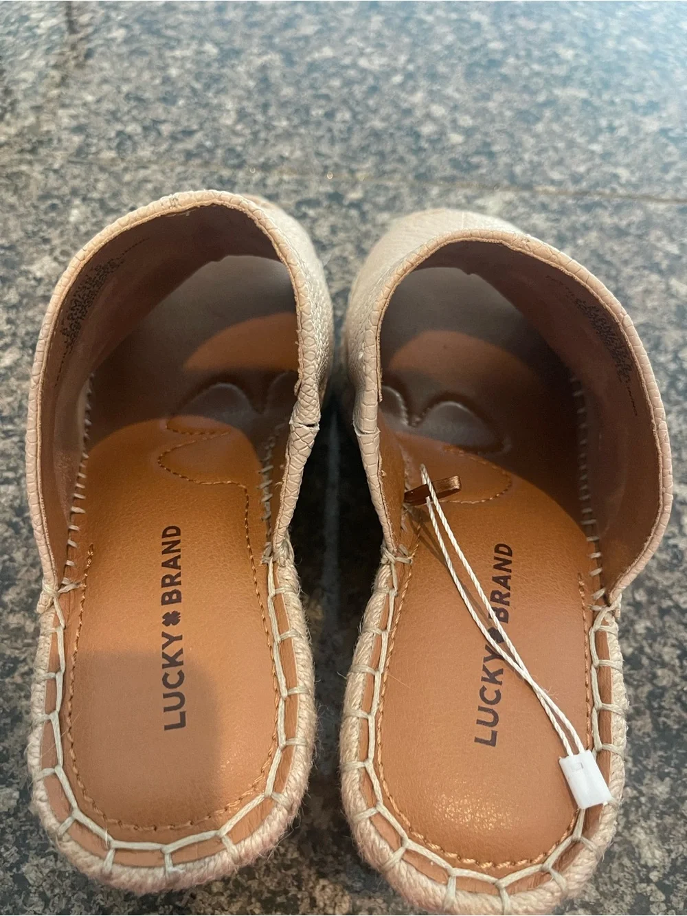Lucky Brand Cream Textured Espadrille Slide Wedges